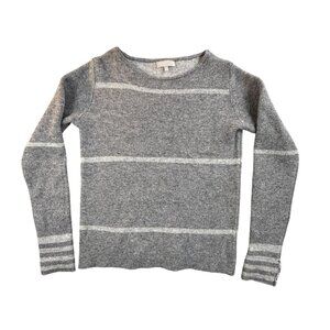 Benedetta Sweater Womens Large Gray Stripe Merino Wool Cashmere Knit Made Italy